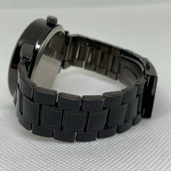 Meibo men Car Wheel dial Watch black tone 43mm round case quartz 7.5” running - Picture 3 of 7